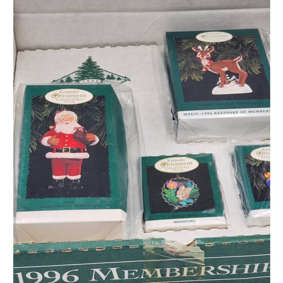 Hallmark Keepsake Ornaments Membership Kit Collectors Santa Rudolph Vintage 1996 - Picture 1 of 9